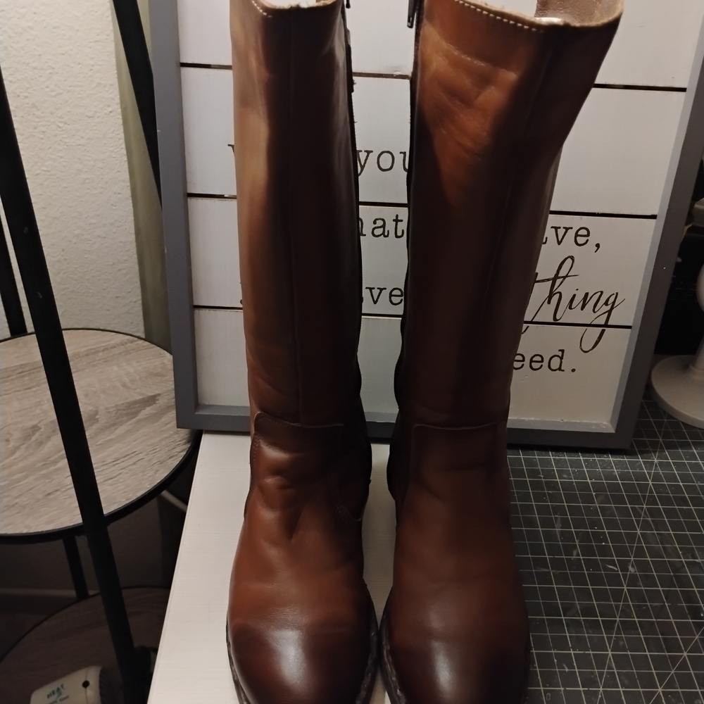Brown Leather Knee-High Boots